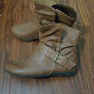 Brown booties with cute side buckles